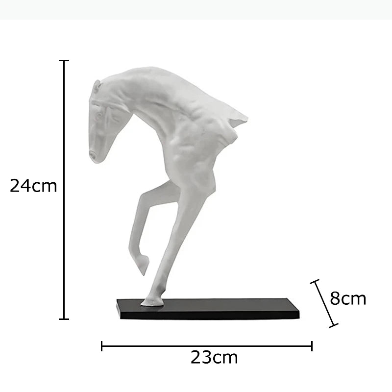 statuette cheval blanc bronze moderne décorative posée socle carré noir animal compagnie