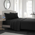 ensemble draps bleu marine profond tissage serré doux moderne minimaliste pièces drap housse plat