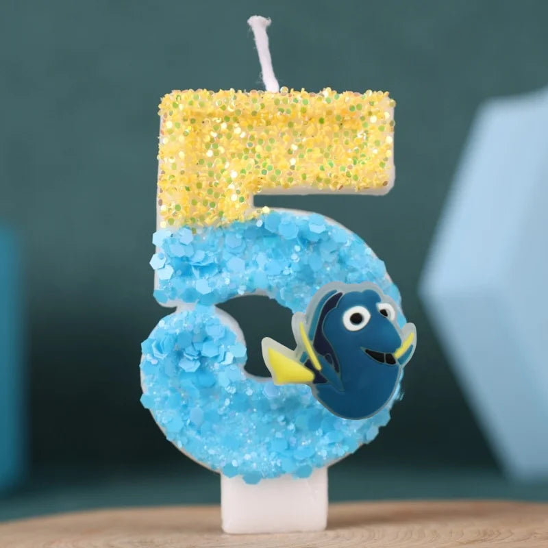 bougies numéraires glitter animaux pois opaques thème marin anniversaire enfants