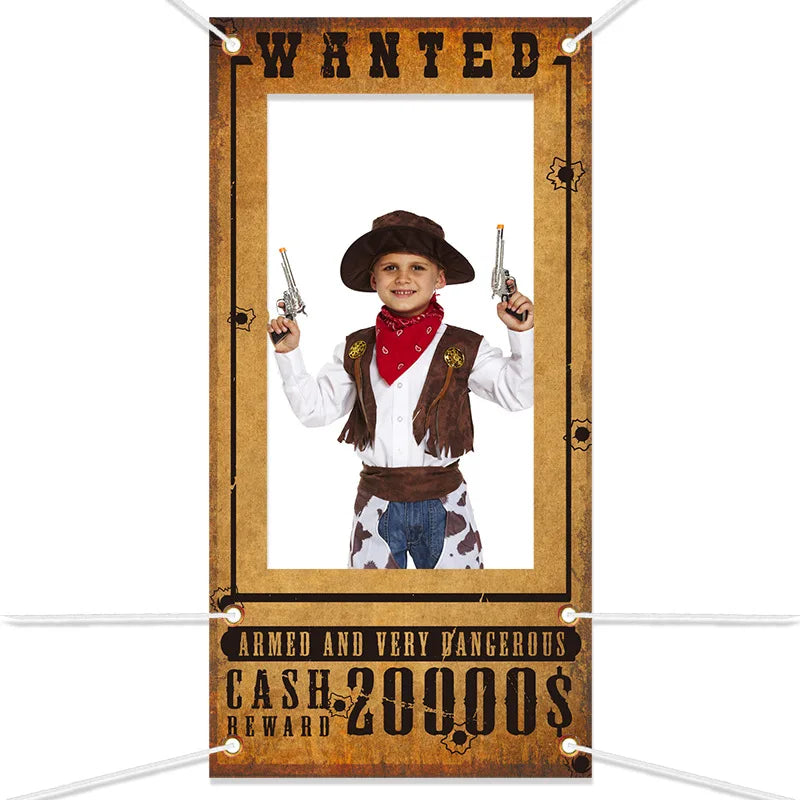 Cadre photo personnalisable vintage western beige clips texte imprimé occasion fête anniversaire vinyle
