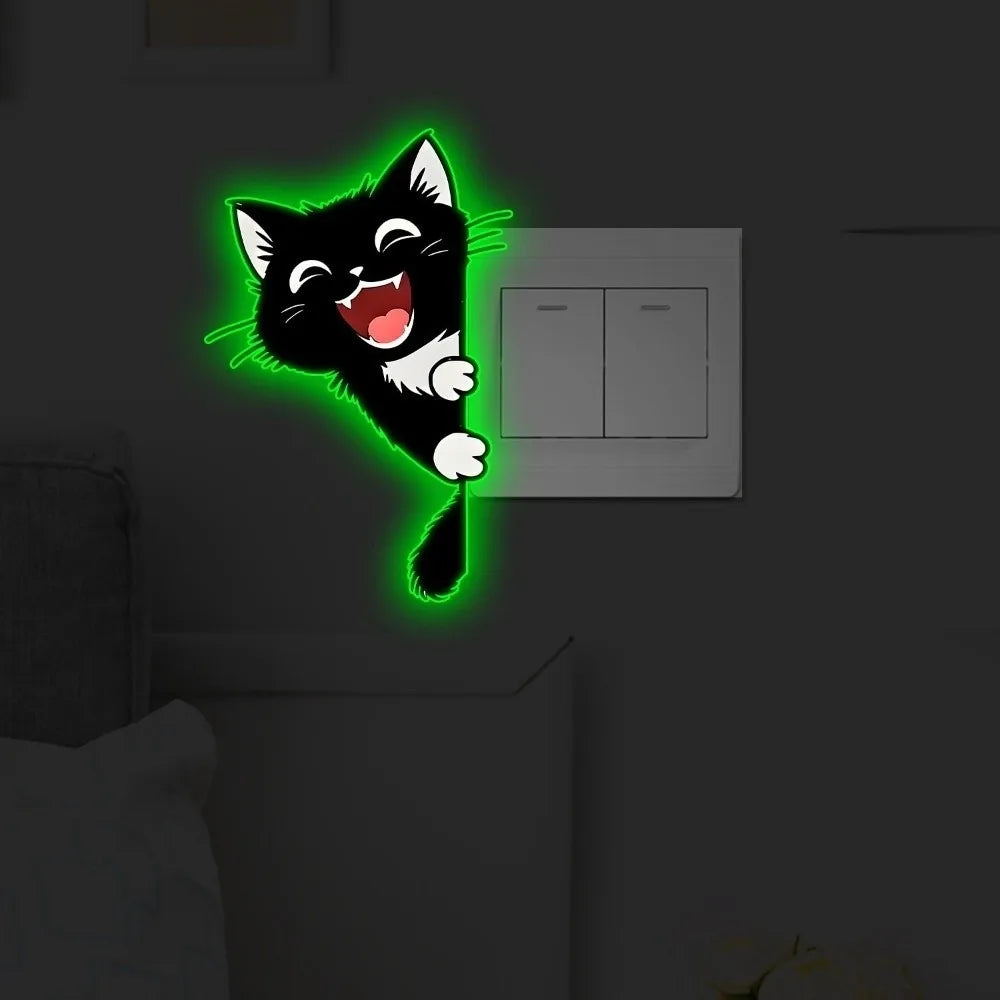 stickers murals chats dessin animé adhésifs noirs souriants salle opaques pvc enfants chambrecoration nocturne