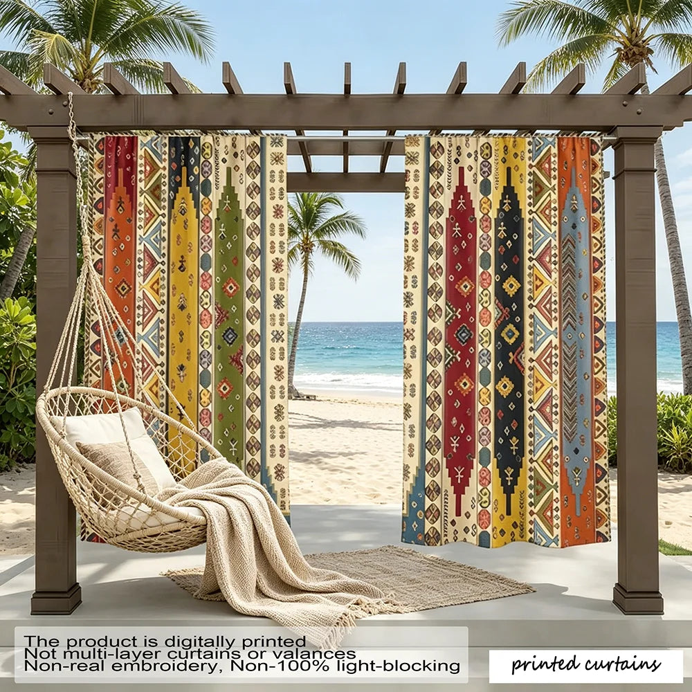 rideaux imprimés géométriques multicolore moderne opaques polyester inclusiaux fenêtres