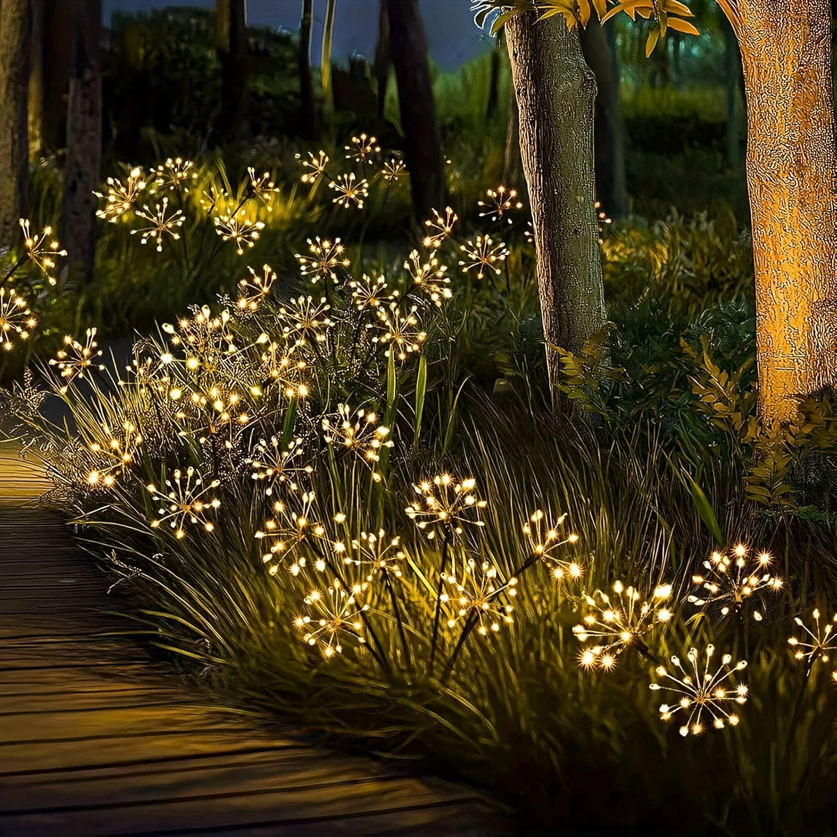 décoration extérieure solaire fleurs lumineuses 120 led moderne fixations inclusées 72cm hauteur