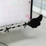 cache écran dentelle rubans coeurs rose blanc noir
