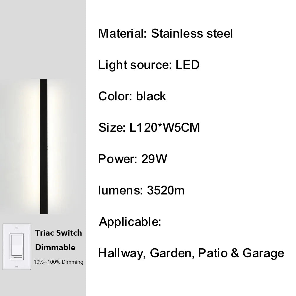 lampe murale led contemporaine noire ip67 gradation 10 100 étanche fixation