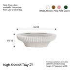 plateau pliable fibre végétale blanc vert rose marron rayures horizontales moderne multifonctionnels cosmétiques aromathérapie