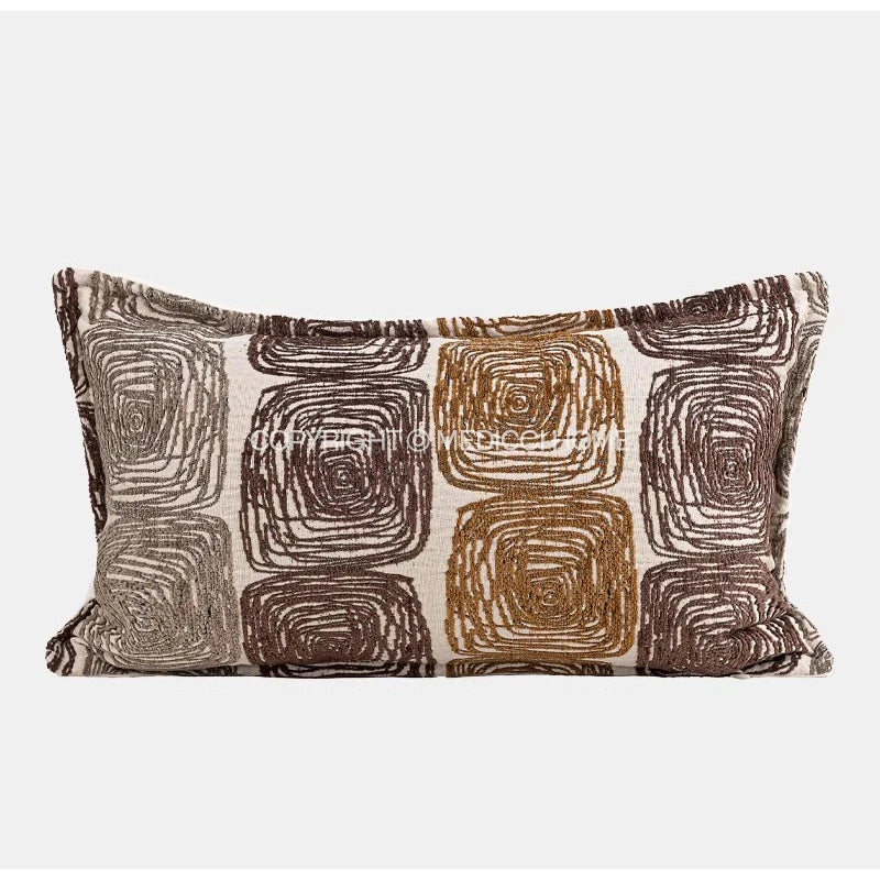 taies d'oreiller géométriques polyester beige marron classique respectueux environnement opaques maison