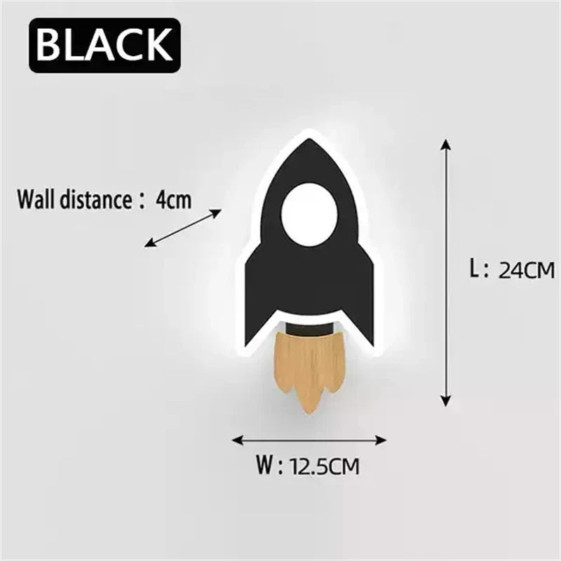 lampe murale moderne applique étoile lune fusée bleu noir adhésive led chambre enfant salle