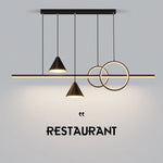 lustre led moderne suspension noir doré blanc minimaliste abatjour conique annulaire