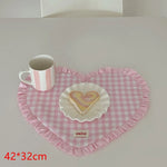 serviettes table coton carreaux coeurs rouge blanc bleu rose noël saint valentin