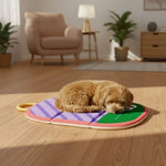 tapis imperméable antidérapant animaux rayures yeux violet vert jaune bleu moderne anneaux transport