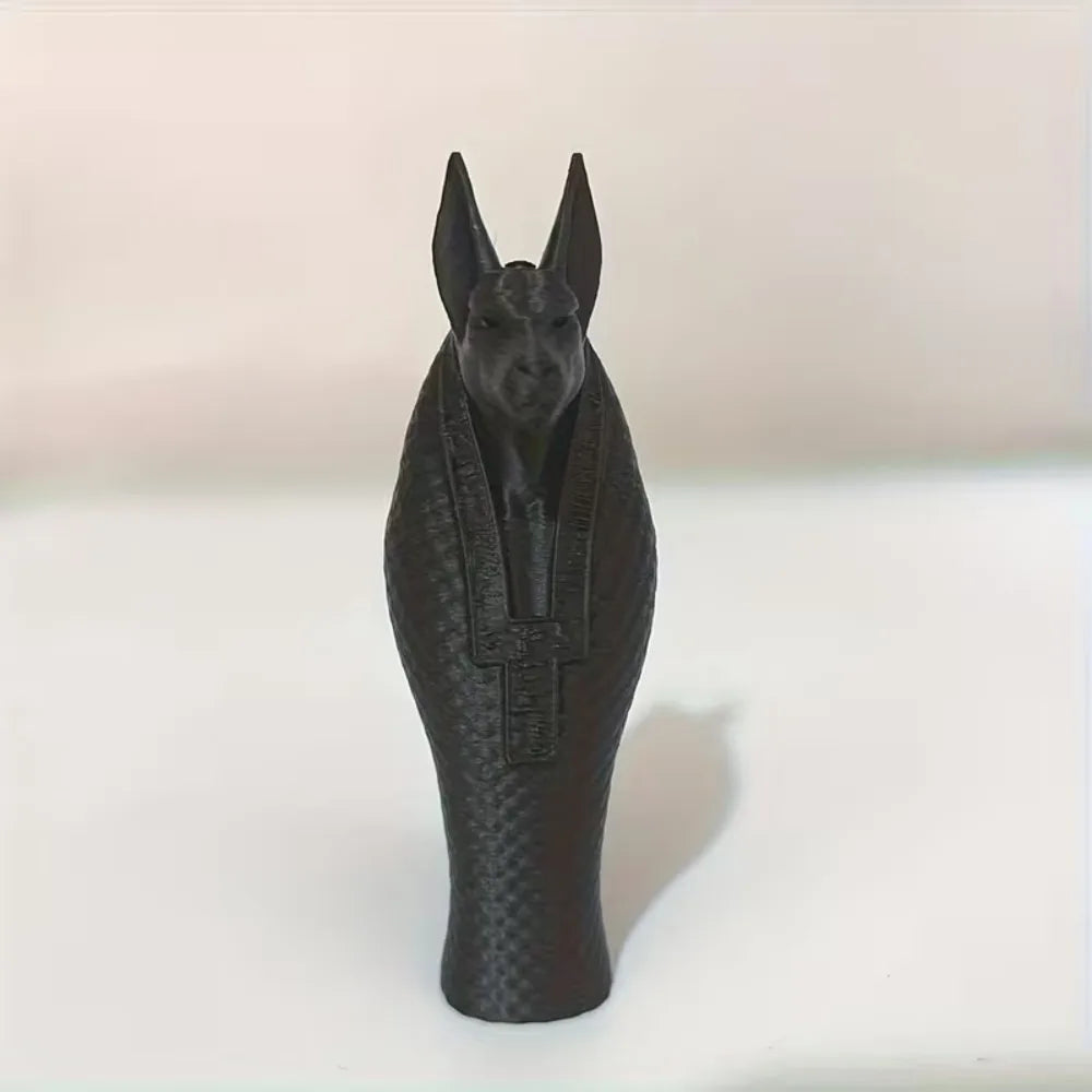 statue égyptienne anubis noir or texture quadrillée décoration salon chambre coucher