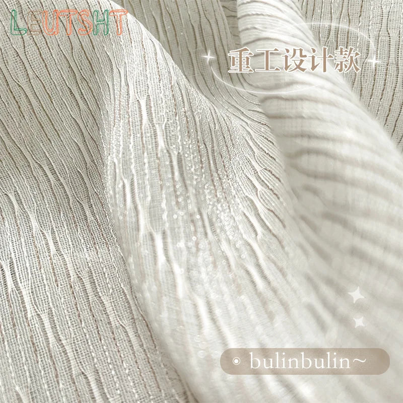 rideau blanc moderne tulle translucide fines rayures décoration maison