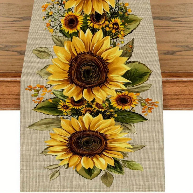 nappe table rustique motif tournesol jaune beige durable extérieure hiver automne