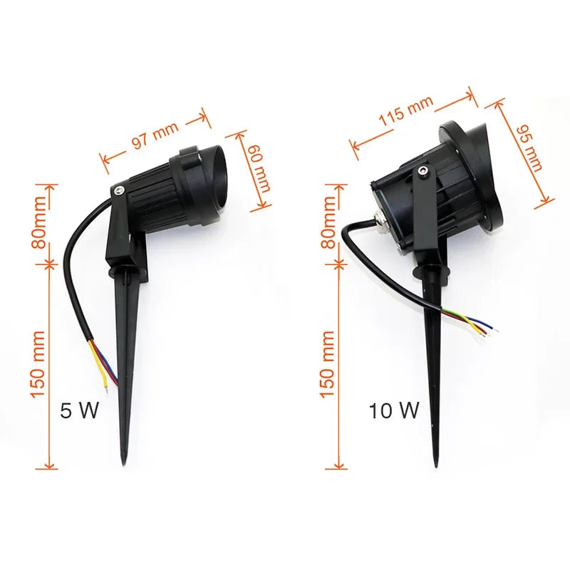 projecteur led imperméable jardin extérieur 5w 10w noir lumiere jaune moderne minimaliste fixe sol