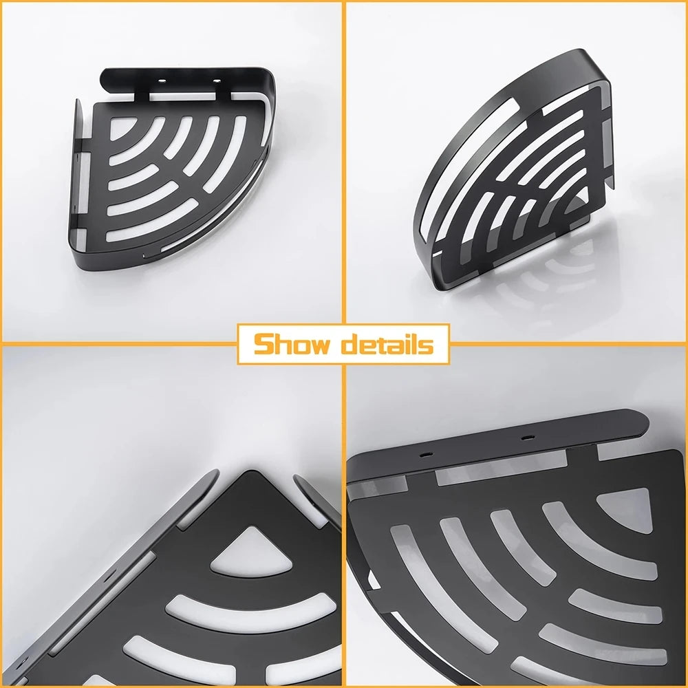 porte savon angle noir grille moderne vis fixations métal inoxydable