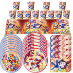ensemble décoration anniversaire cirque numérique vaisselle papier assiettes gobelets serviettes nappe décorations multicolores