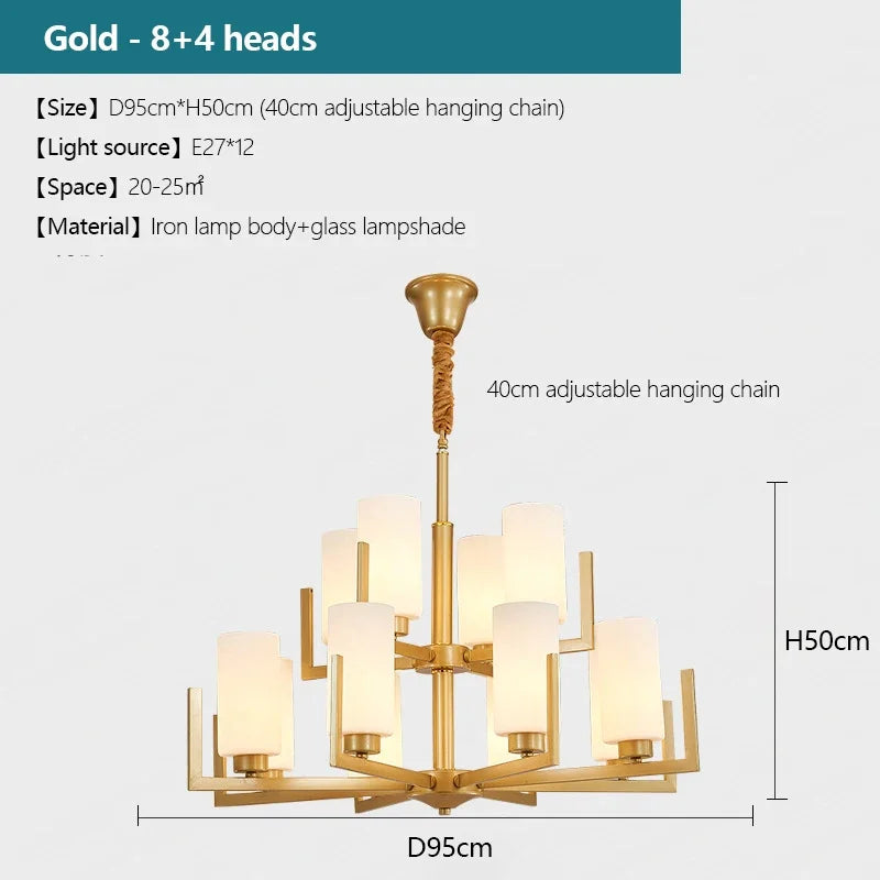 Suspension lumineuse or noir verres opalescents contemporains fer assemblage semi encastré led