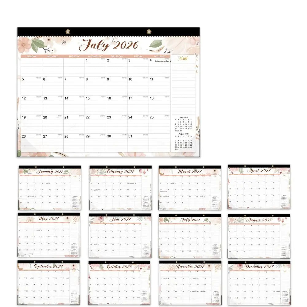 calendrier mural floral moderne notes faire planification quotidienne 18 mois