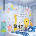 stickers muraux animaux cartoon multicolores enfants deco chambre salon adhésifs
