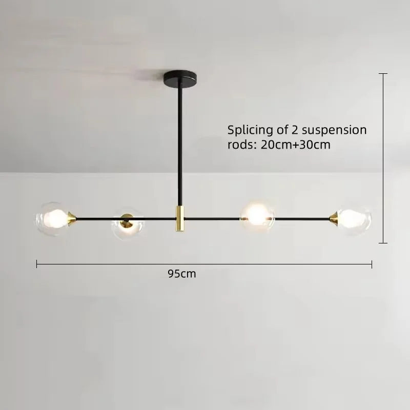 suspension lumineuse moderne minimaliste noir doré blanc sphères translucides métal poli