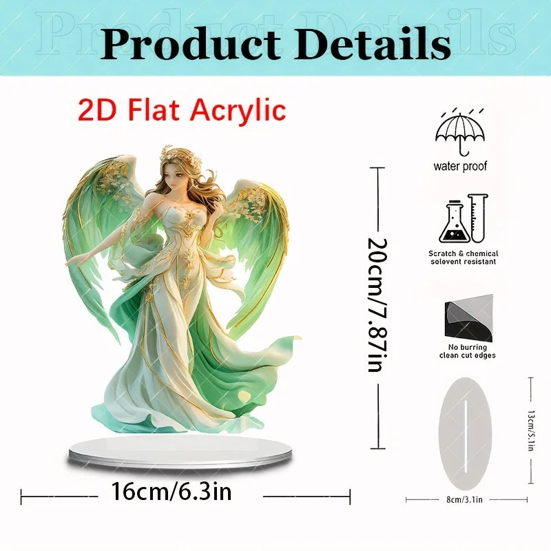 statue ange vert blanc doré élégante détaillée classique romantique maison 16cm 20cm opaquet pvc