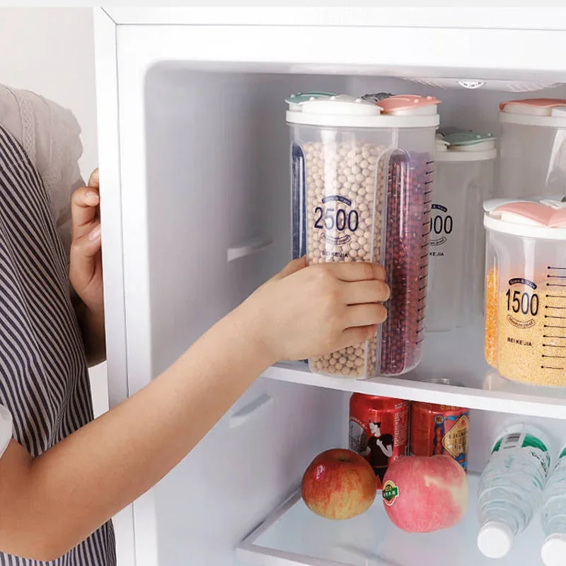 boîtes rangement alimentaire transparentes modernes grilles poignées couvercle mesure
