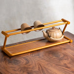 porte tasses théière plateau décoration asiatique tasses céramique théière cordon serrure bois texturé