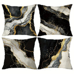 taies d'oreiller imprimées marbre veines dorées contemporain maison salon 45x45cm polyester peachskin