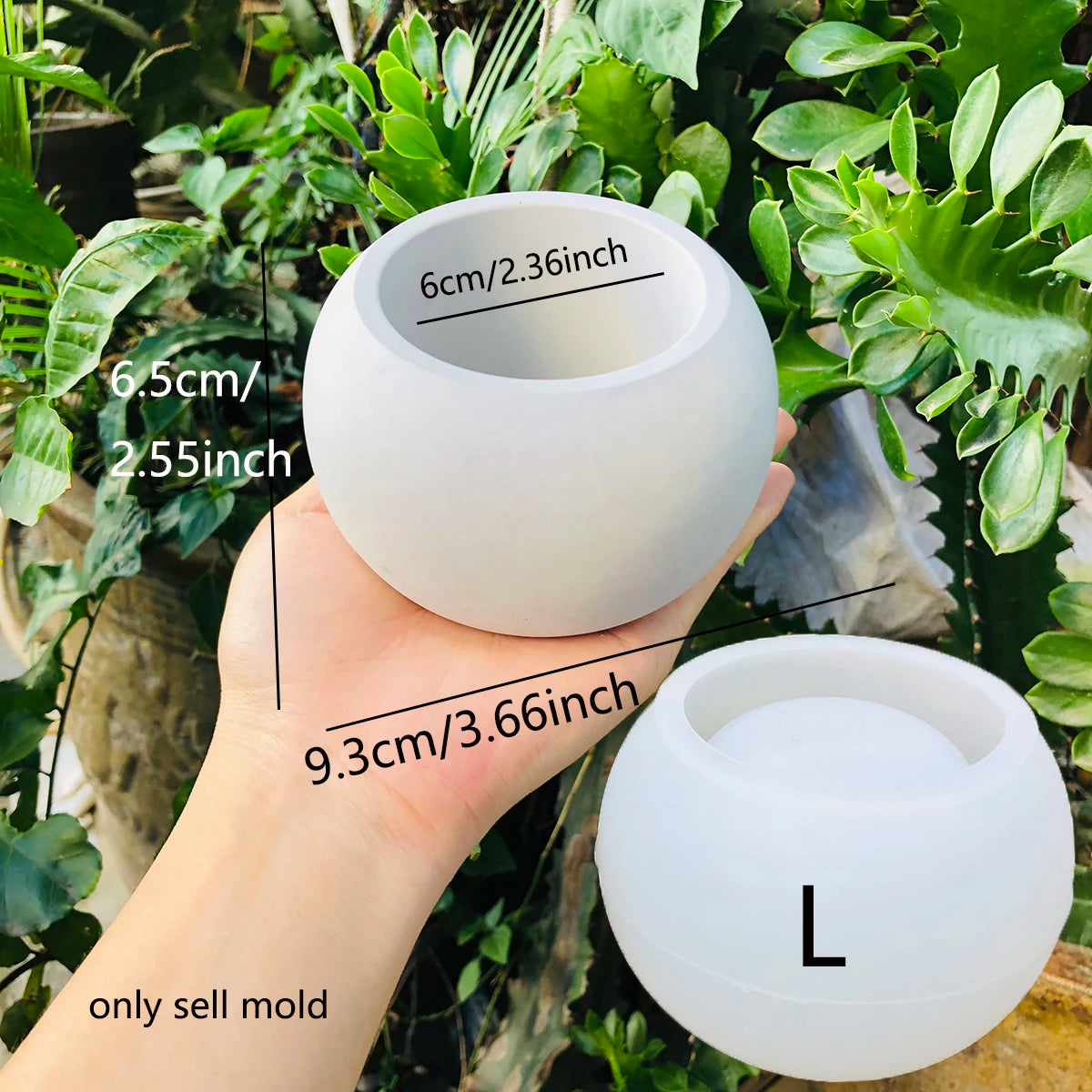 cache pot blanc silicone moderne plateau bois 9.3cm 6.5cm decoration fleurs bougies ciment succulentes