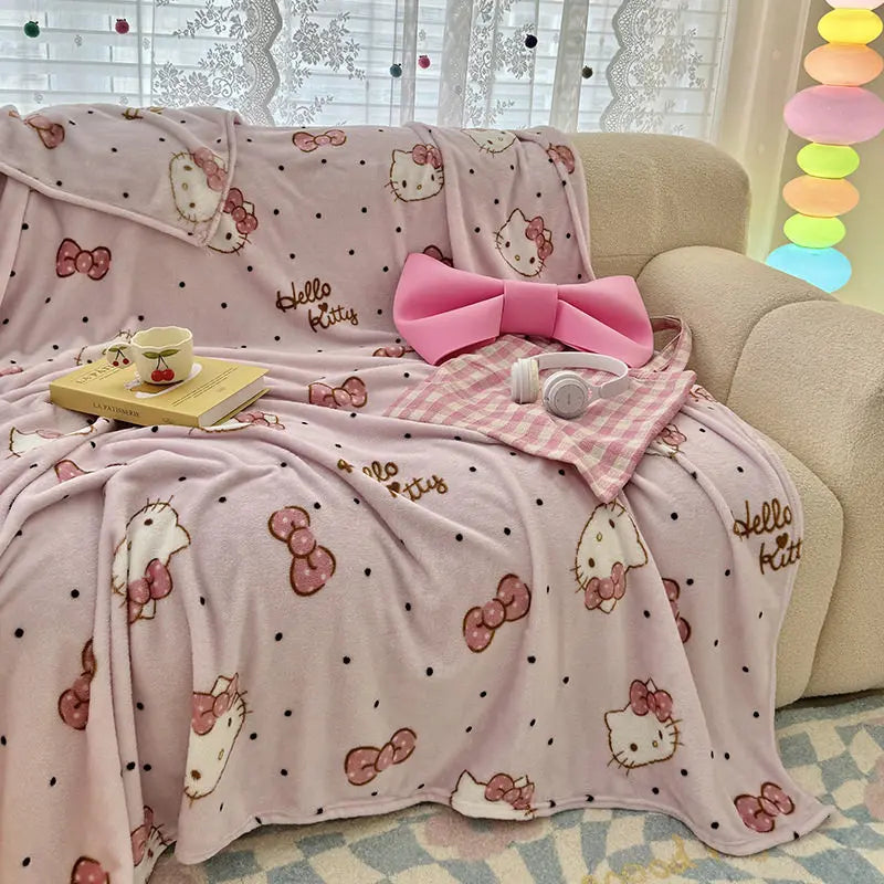 couverture peluche rouge blanc motif chat ruban doux canapé lit hiver décoratif