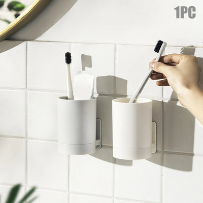 Porte brosse à dents mural sans perçage blanc organisateur salle de bain