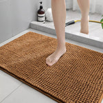 tapis bain moderne beige bleu clair gris antidérapant texture bouclée absorbant sol