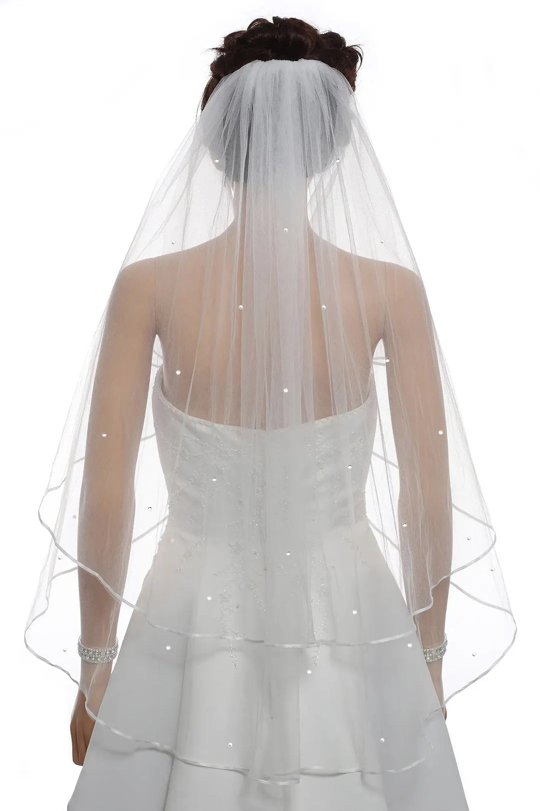 voile mariée tulle broderie florale classique romantique blanc ivoire transparent dos semi transparent peigne