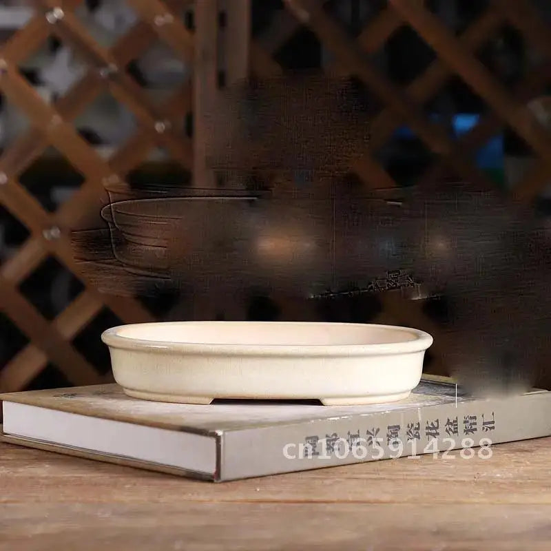 bassin bonsaï porcelaine blanc vert classique glazed desktop flower plant chinese ceramic