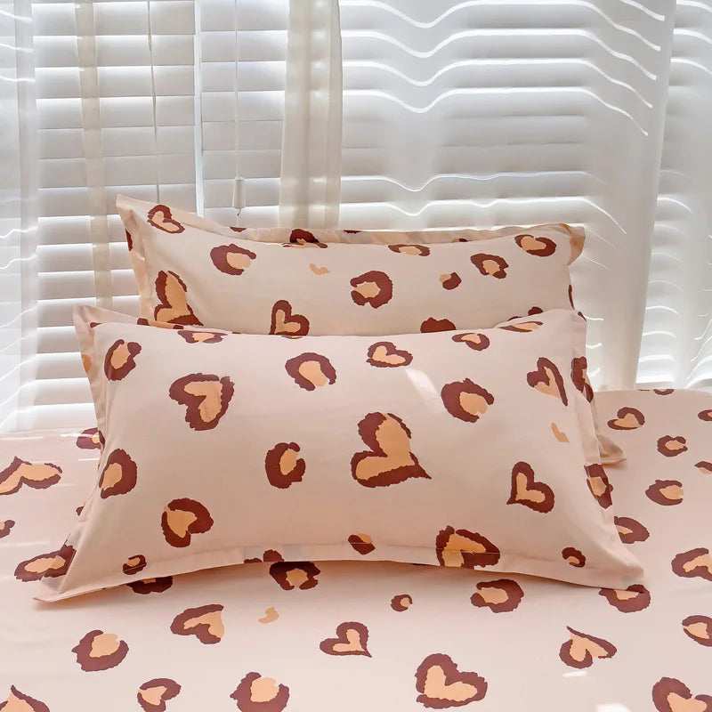 taies d'oreiller polyester fleurs roses feuilles vertes classique blanc rose vert gris