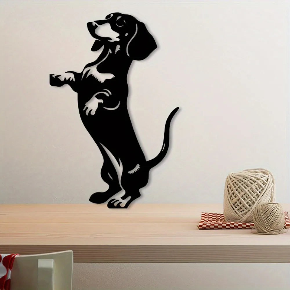 décoration murale silhouette chien dachshund noir autocollant minimaliste intérieur chambre enfant salon