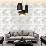décoration murale moderne panneau 3d blanc rayures ondulées pvc autoadhésif intérieur 30x30cm