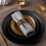 porte serviettes bois rustique set 12 pièces serviettes texturées champêtre assiettes fourchette couteau cuillère