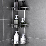 étagère salle bain adhésive noir argenté moderne minimaliste niveaux rondes perforées 10kg charge