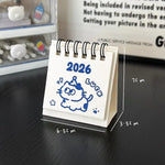calendrier mini blanc bleu mignon dessins animés anneaux métalliques dates imprimées modernes minimalistes