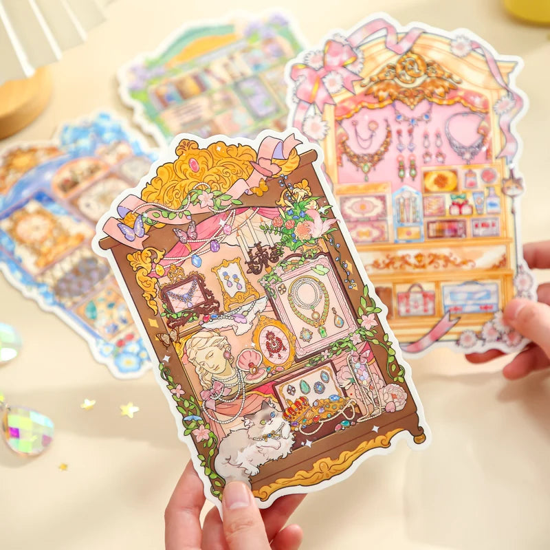 autocollants kawaii 3d dessins animés créatifs fantaisie ornements rubans fleurs animaux bijoux vintage romantique