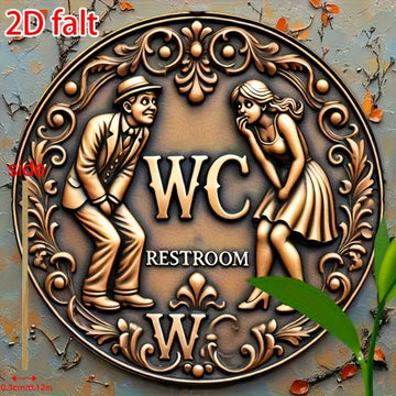 plaque decorative wc art deco bronze personnages humoristiques motifs floraux chambre bain