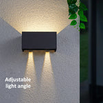 lampe murale led moderne noire ip65 verre trempé ajustable 24w 200mm