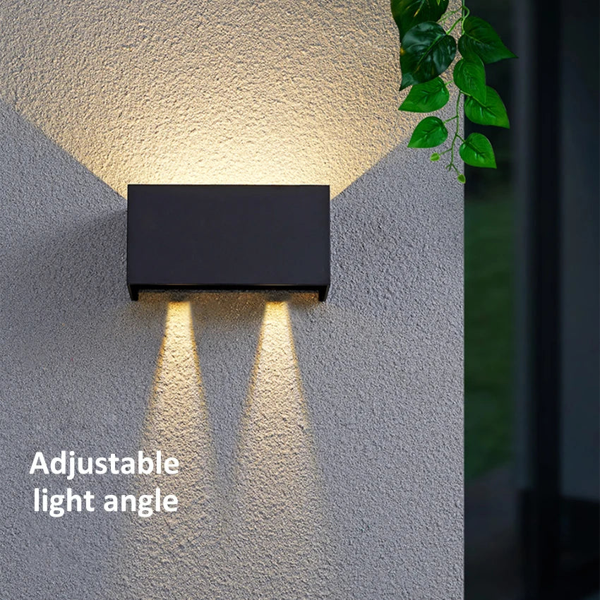 lampe murale led moderne noire ip65 verre trempé ajustable 24w 200mm