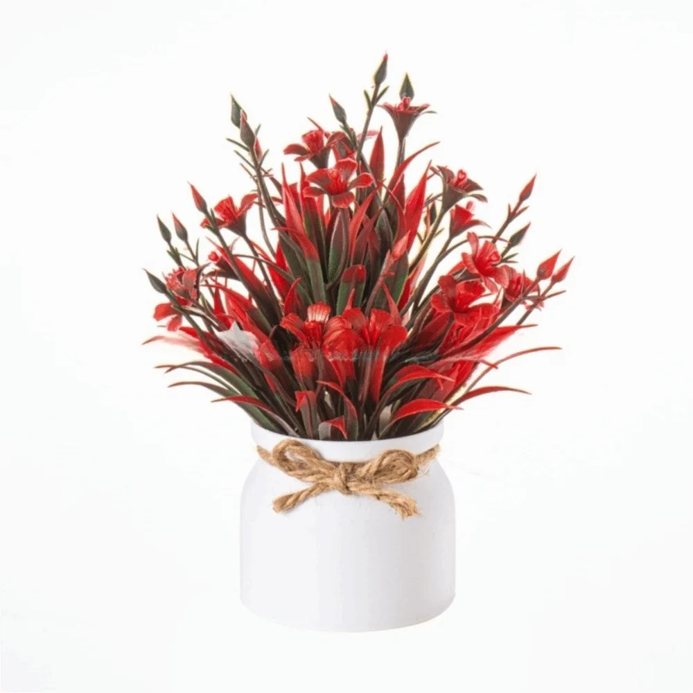 plantes artificielles feuilles vertes fleurs colorées pot céramique extérieur moderne minimaliste