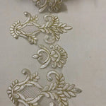 ruban décoratif floral brodé blanc doré largeur 15cm opacité classique baroque mariage