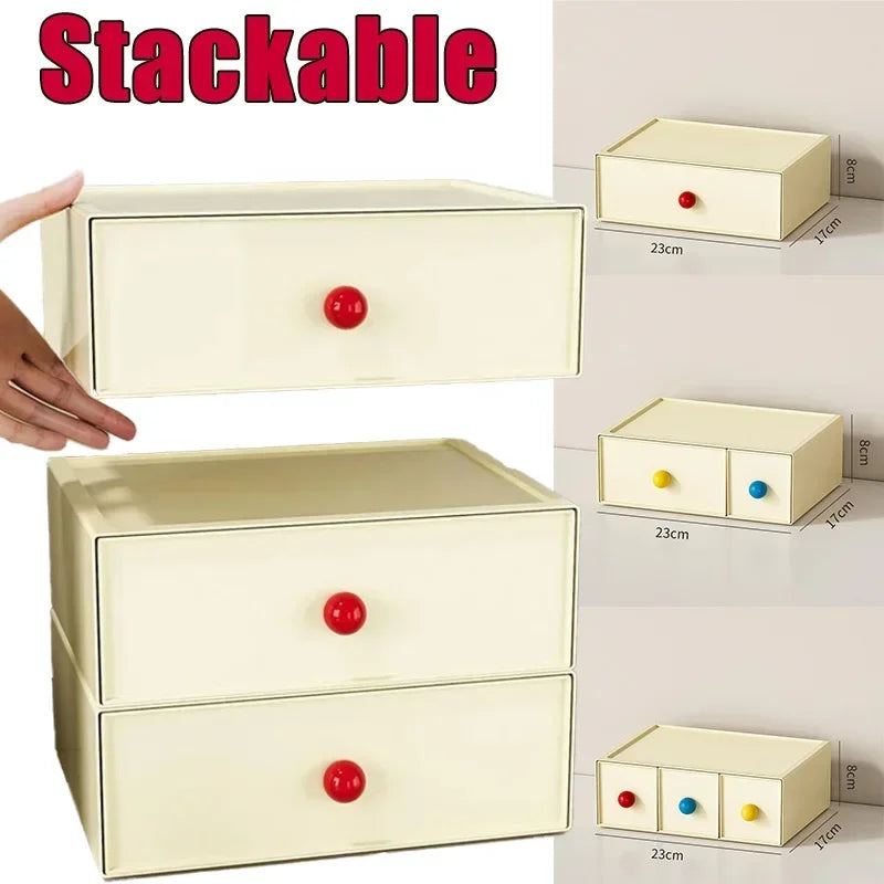 boîtes rangement empilables tiroirs beiges modernes réutilisables plastique multifonctionnels articles divers