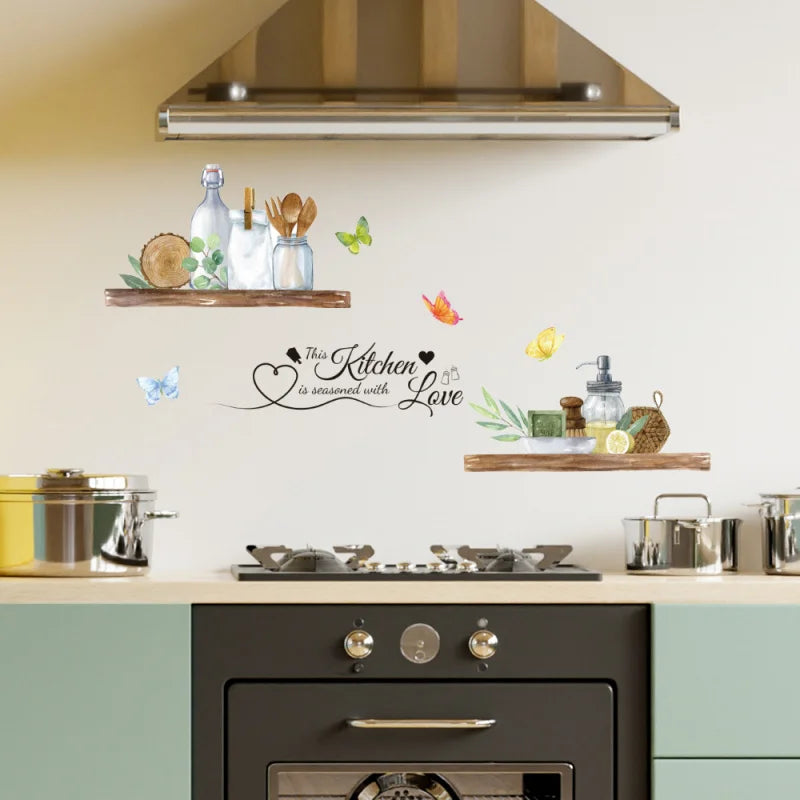 Autocollant mural décoratif pour cuisinière en noir design cartoon