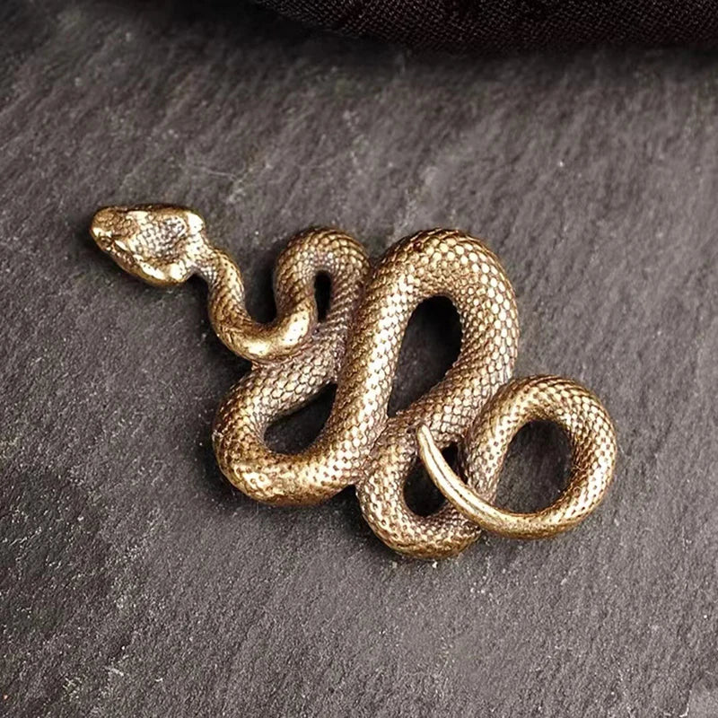 figurine serpent métal doré réaliste décoration intérieure ornement statuaire antique bronze